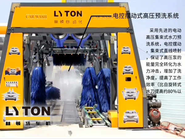 林頓電腦洗車機電控擺動式高壓預洗系統——電動高壓集束式水刀預洗系統、電動擺動、集束式直線噴射